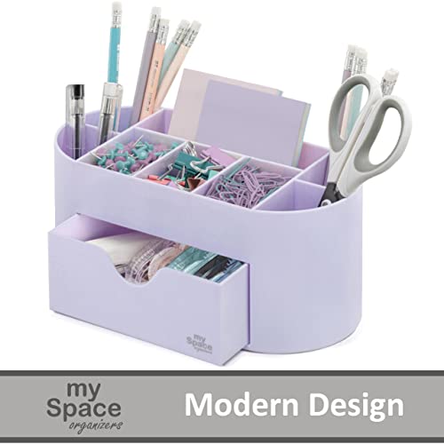 Acrylic Desk Organizer for Office Supplies and Accessories Pen Holder Office Organization Desktop Organizer for Room College Dorm Home School, Light Purple (White Lavender)