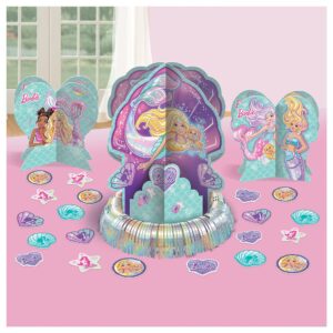 amscan "barbie mermaid" teal and purple party table decorating kit, 23 pc.