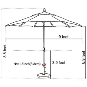 EliteShade USA 10-Year-Non-Fading Sunumbrella 9Ft Market Umbrella Patio Umbrella Outdoor Table Umbrella with Ventilation, Black