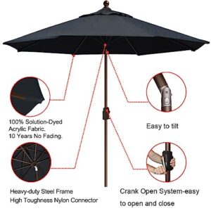 EliteShade USA 10-Year-Non-Fading Sunumbrella 9Ft Market Umbrella Patio Umbrella Outdoor Table Umbrella with Ventilation, Black