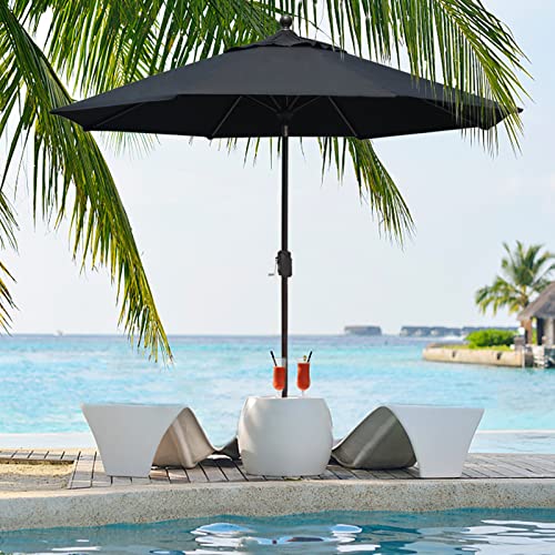 EliteShade USA 10-Year-Non-Fading Sunumbrella 9Ft Market Umbrella Patio Umbrella Outdoor Table Umbrella with Ventilation, Black