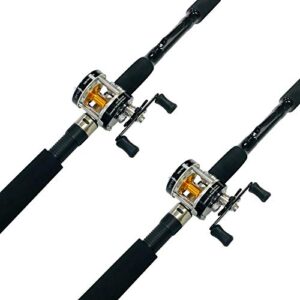 eatmytackle sabiki rig fishing rod and baitcaster reel combo (7 ft. 2 pack)