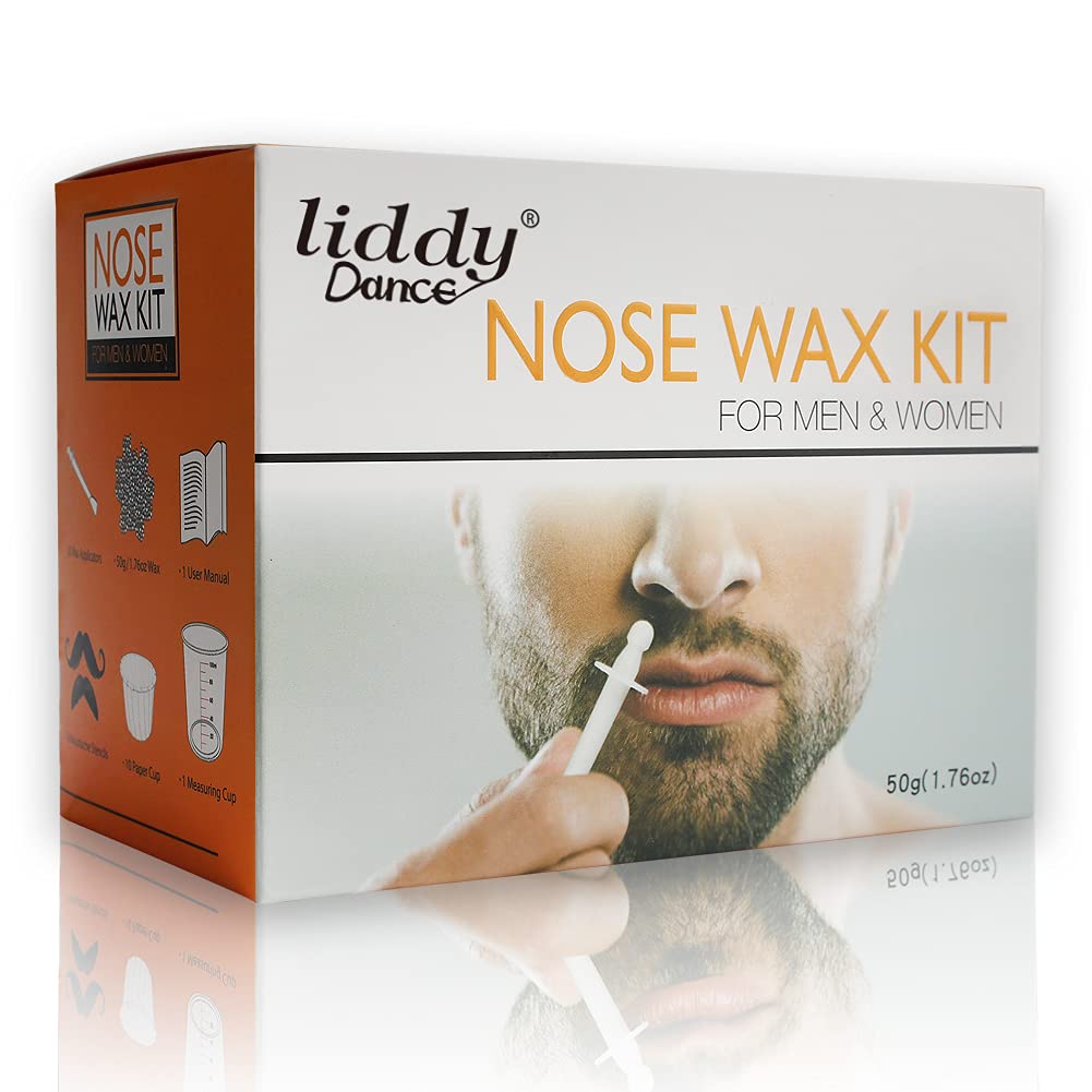 Nose Wax Nose Hair Wax Kit for Men and Women Nose Hair Removal Wax 50g Wax 20 Wax Applicators 10 Nose Wax Pod 1 Measuring Cup 8 Moustache Stencils