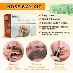 Nose Wax Nose Hair Wax Kit for Men and Women Nose Hair Removal Wax 50g Wax 20 Wax Applicators 10 Nose Wax Pod 1 Measuring Cup 8 Moustache Stencils