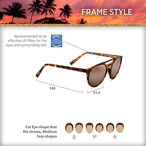 Maui Jim Men's and Women's Ah Dang! Polarized Fashion Sunglasses, Tortoise/HCL® Bronze, Medium