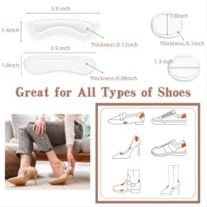 Heel Grips, 8PCS Heel Inserts, 12PCS Shoe Inserts, Gel Heel Cushion Inserts for Women Men, Adhesive Shoe Pads for Loose Shoes, Heel Slipping, Rubbing