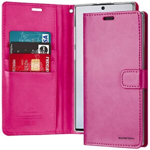 goospery blue moon wallet for samsung galaxy note 10 plus case (2019) leather stand flip cover (hot pink)