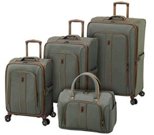london fog newcastle softside expandable spinner luggage, slate bronze, 4 piece set