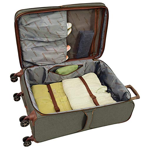 LONDON FOG Newcastle Softside Expandable Spinner Luggage, Slate Bronze, 4 Piece Set