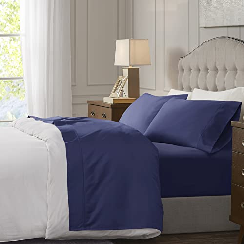 Hyde Lane Luxury 1000 Thread Count 100% Cotton Sheets for Queen Size Bed | Very Comfy Soft & Thick with Deep Pocket - Fits 16"-20" Thick Mattress | 4 PC Sateen Weave Bed Sheet Set Queen (Navy)