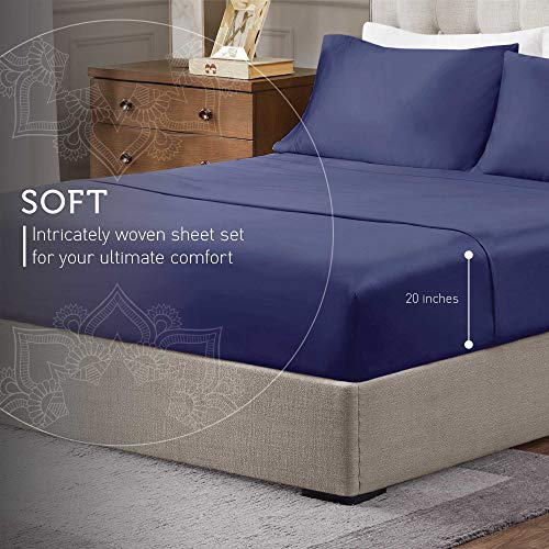 Hyde Lane Luxury 1000 Thread Count 100% Cotton Sheets for Queen Size Bed | Very Comfy Soft & Thick with Deep Pocket - Fits 16"-20" Thick Mattress | 4 PC Sateen Weave Bed Sheet Set Queen (Navy)