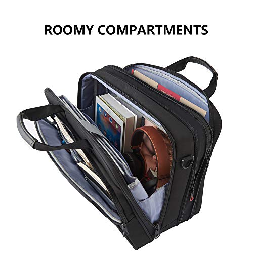 KROSER Laptop Bag Premium Laptop Briefcase Fits Up to 17.3 Inch Laptop Expandable Water-Repellent Shoulder Messenger Bag Computer Bag with RFID Pockets for Travel/Business/Men/Women-Black