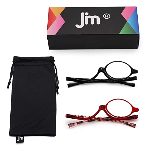 JM 2 Pairs Makeup Reading Glasses Magnifying Flip Down Cosmetic Readers for Women +4.0