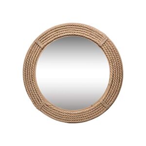 foreside home and garden 23.75 inch diameter round wrapped rope wall mirror, brown