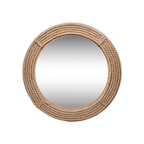 Foreside Home and Garden 23.75 inch Diameter Round Wrapped Rope Wall Mirror, Brown