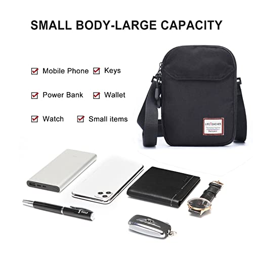 Mini Crossbody Bag Small Shoulder Bag For Men Travel Wallet Passport Holder Phone Purse Unisex, Mini Messenger Satchel Bag For Women Fanny Pack Neck Pouch Bag With Headphone Jack - Black