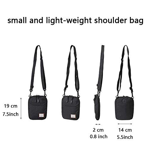 Mini Crossbody Bag Small Shoulder Bag For Men Travel Wallet Passport Holder Phone Purse Unisex, Mini Messenger Satchel Bag For Women Fanny Pack Neck Pouch Bag With Headphone Jack - Black