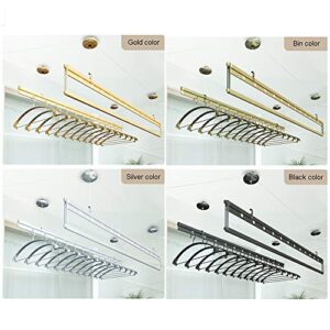 Drying Rack Wall and Ceiling 3 Pole Clothesline Smart Pulley Airer Dryer 150cm for Family Bathroom Outdoor Laundry Gold