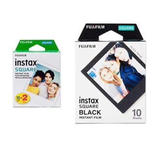 fujifilm instax square twin pack film - 20 exposures & instax square black film - 10 exposures