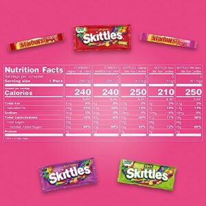 SKITTLES & STARBURST Variety Pack Full Size Chewy Candy Assortment, 37.05 oz, 18 Bars