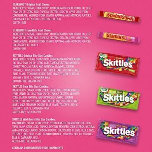 SKITTLES & STARBURST Variety Pack Full Size Chewy Candy Assortment, 37.05 oz, 18 Bars