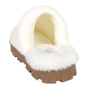 Jessica Simpson Womens Soft Cable Knit Slippers with Indoor/Outdoor Sole , Cream , Medium