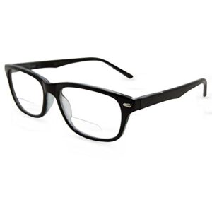 in style eyes seymore retro bifocal cheaters reading glasses - full-rimmed classic oval acetate frame - non-progressive lens - clear black - 3.25x