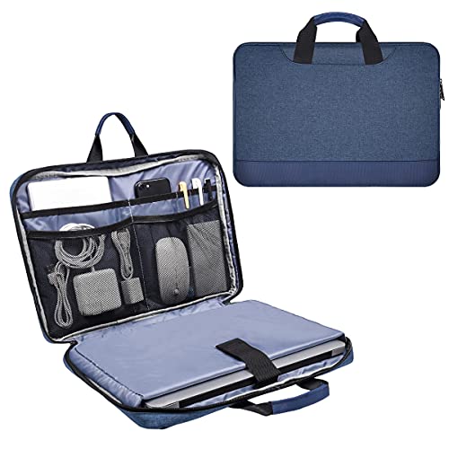 14-15 Inch Laptop Sleeve Briefcase Men Women Bag with Organizer for HP Pavilion/Chromebook 14, Dell Inspiron 13 5000 7000, Lenovo Flex 5 14, ASUS Chromebook Flip C433 14, Acer Surface Case,Navy Blue