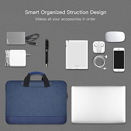 14-15 Inch Laptop Sleeve Briefcase Men Women Bag with Organizer for HP Pavilion/Chromebook 14, Dell Inspiron 13 5000 7000, Lenovo Flex 5 14, ASUS Chromebook Flip C433 14, Acer Surface Case,Navy Blue