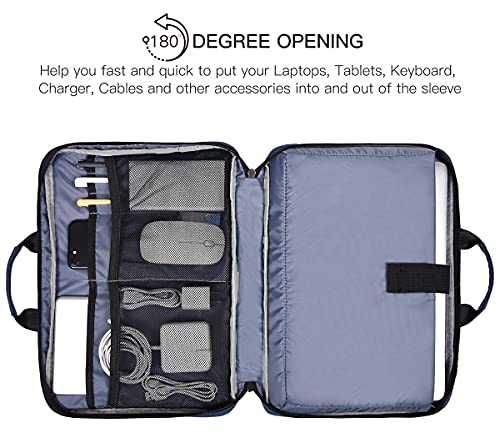 14-15 Inch Laptop Sleeve Briefcase Men Women Bag with Organizer for HP Pavilion/Chromebook 14, Dell Inspiron 13 5000 7000, Lenovo Flex 5 14, ASUS Chromebook Flip C433 14, Acer Surface Case,Navy Blue