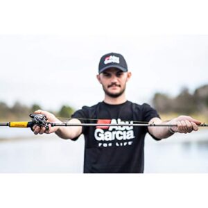 Abu Garcia 7’ Jordan Lee Fishing Rod and Reel Baitcast Combo, 5 +1 Ball Bearings with Lightweight Graphite Frame & Sideplates, Durable Construction,Yellow/Grey