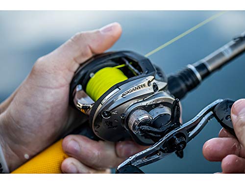 Abu Garcia 7’ Jordan Lee Fishing Rod and Reel Baitcast Combo, 5 +1 Ball Bearings with Lightweight Graphite Frame & Sideplates, Durable Construction,Yellow/Grey