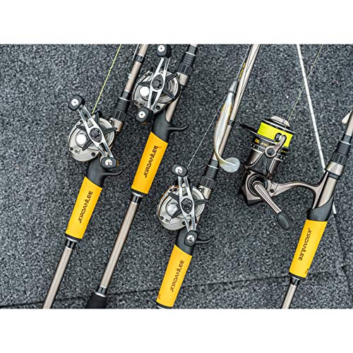 Abu Garcia 7’ Jordan Lee Fishing Rod and Reel Baitcast Combo, 5 +1 Ball Bearings with Lightweight Graphite Frame & Sideplates, Durable Construction,Yellow/Grey