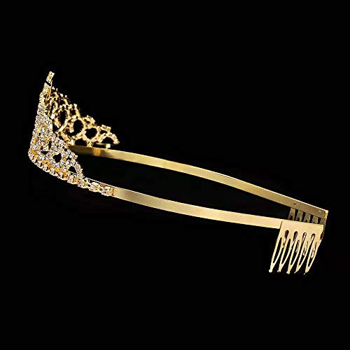 Royal Crystal Tiara Crowns Hair Jewelry Wedding Pageant Bridal Princess Headband Gift, Gold