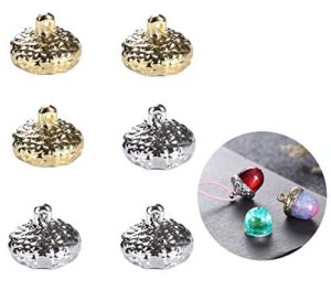 isuperb acorn cap 6 pieces metal acorn bead caps artificial pendant caps craft caps acorn hats for diy jewelry pendants (6 pieces acorn hats)