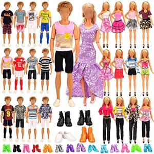 miunana lot 34 pcs random doll clothes shoes set for 11.5 inch doll, includ 10 pcs boy doll clothes + 5 girl clothes + 5 girl fashion skirts + 4 pairs for boy shoes + 10 pairs of girl doll shoes