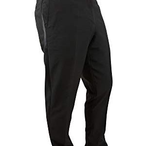 Sir Gregory Men's Fitted Flat Front Tuxedo Pants Formal Satin Stripe Trousers with Expandable Waistband (32" Waist) Black