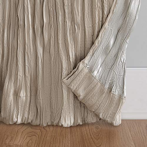 No. 918 Odelia Distressed Velvet Semi-Sheer Tab Top Curtain Panel, 50" x 95", Stone