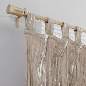 No. 918 Odelia Distressed Velvet Semi-Sheer Tab Top Curtain Panel, 50" x 95", Stone