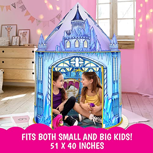 ImpiriLux Ice Castle Princess Play Tent | Unique Pop Up Fort for Imaginative Games & Gift | Foldable Playhouse with Storage Bag