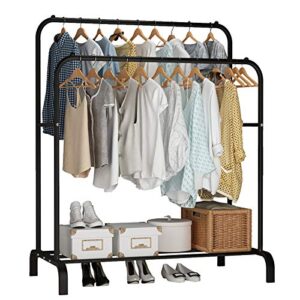 udear garment rack, 43.3 inches freestanding double rod clothing racks for hanging clothes,black