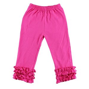 wennikids toddler little baby girls cotton ruffle pants leggings 3x-large hot pink