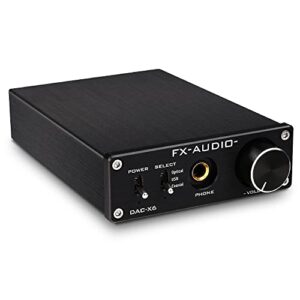 fx-audio dac-x6 mini hifi 2.0 digital audio decoder dac input usb/coaxial/optical output rca/headphone amp 24bit/96khz dc12v (black)