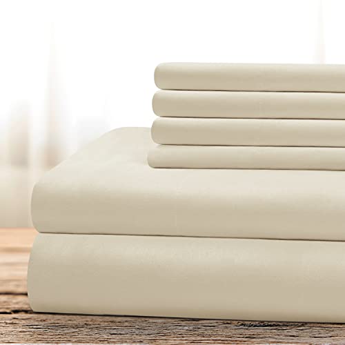 BYSURE Hotel Luxury Bed Sheets Set 6 Piece(Full, Cream/Beige) - Super Soft 1800 Thread Count 100% Microfiber Sheets with Deep Pockets, Wrinkle & Fade Resistant