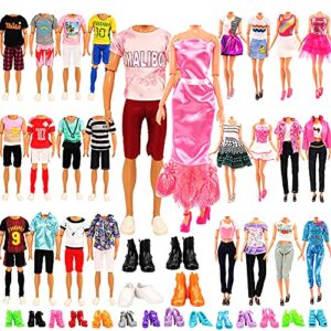 miunana lot 21 pcs random doll clothes shoes set for 11.5 inch doll, includ 6 pcs boy clothes + 3 girl clothes + 3 girl fashion skirts + 4 pairs for boy shoes + 5 pairs of girl doll shoes