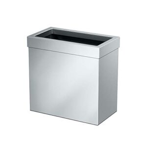 gatco 1916, modern rectangle waste basket, chrome / 11.25" h open top stainless steel trash can with removable lid, 12 liter capacity