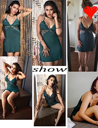 Avidlove Lingerie for Women Sexy Nightgowns Lace Babydoll Sleepwear Nightie Dark Green Medium