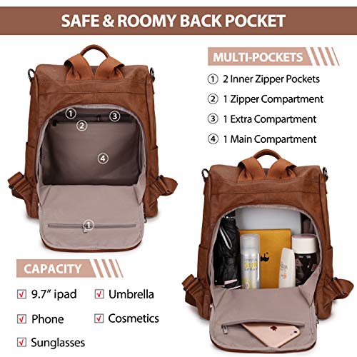 Backpack Purse for Women,Fashion Anti-Theft PU Leather Travel Shoulder Bag for Ladies Large Satchel VONXURY