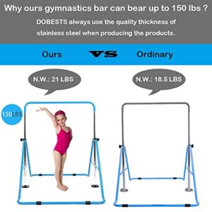 DOBESTS Gymnastics Bar Equipment for Home for Kids Height Adjustable Junior Training Kip Bar Uneven Bars for 3-7 Years (Blue)