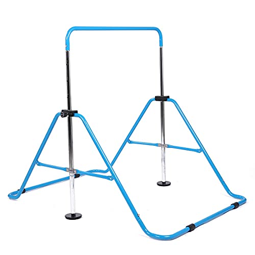 DOBESTS Gymnastics Bar Equipment for Home for Kids Height Adjustable Junior Training Kip Bar Uneven Bars for 3-7 Years (Blue)